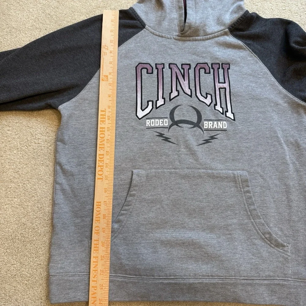 Cinch Sweatshirt Hoodie Youth XXL Grey Pink‎ Rodeo Brand Western Wear Retro
